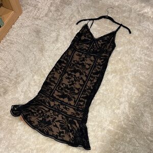Lulu's Black Floral Lace Midi Dress